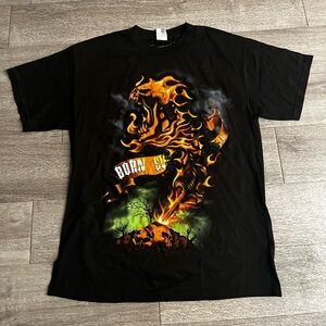 Black Graphic T-Shirt with Crest Design